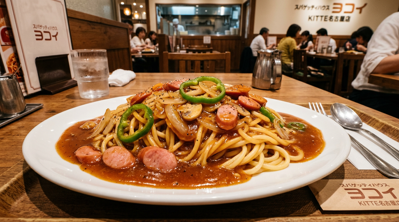 Ankake spaghetti Mirakan with thick peppery sauce at Yokoi in Nagoya