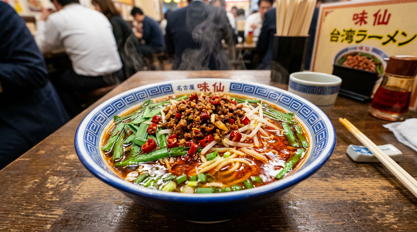 Taiwan ramen with spicy minced pork and chili oil at Misen in Nagoya